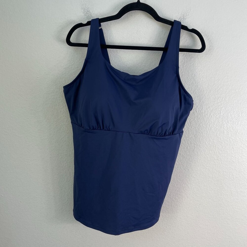 NEW Lands End Womens 18 Navy Adjustable Tankini Top Removable Pads